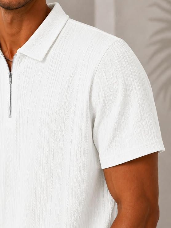 TAGDO Men's Chain Jacquard Polo T Shirt | Half Sleeve | Comfortable Fit Wear |
