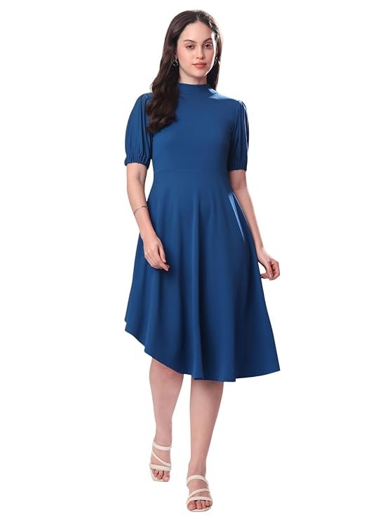 PURVAJA Women’s High-Low Knee Length Dress