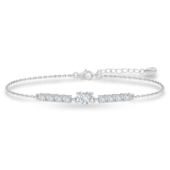 Silver Heart Pendant Earrings Chain Bracelet Ring for Women