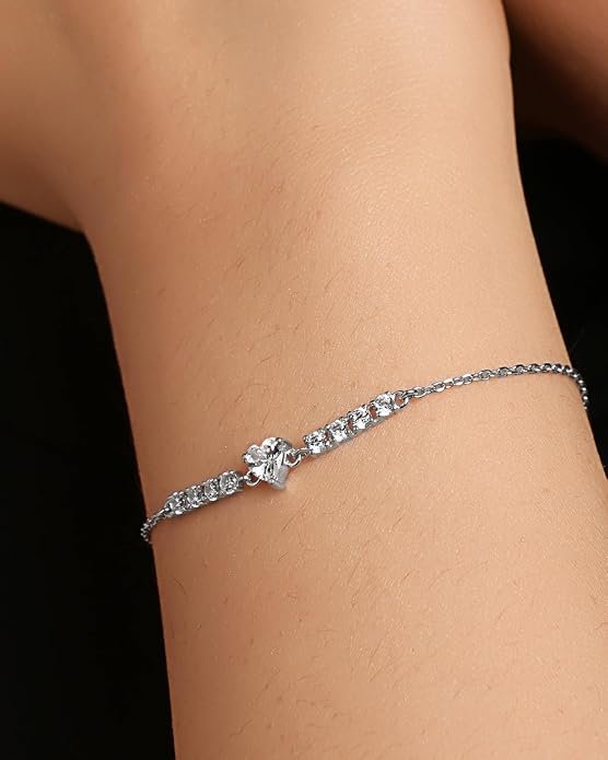 Silver Heart Pendant Earrings Chain Bracelet Ring for Women
