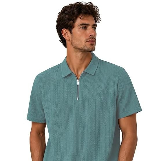 TAGDO Men's Chain Jacquard Polo T Shirt | Half Sleeve | Comfortable Fit Wear |